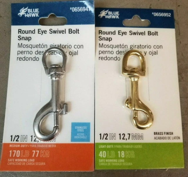 Round Eye Swivel Bolt Snap 1/2"- SS - Brass Marine,Leach,Scuba Lot of 2 LT1-12