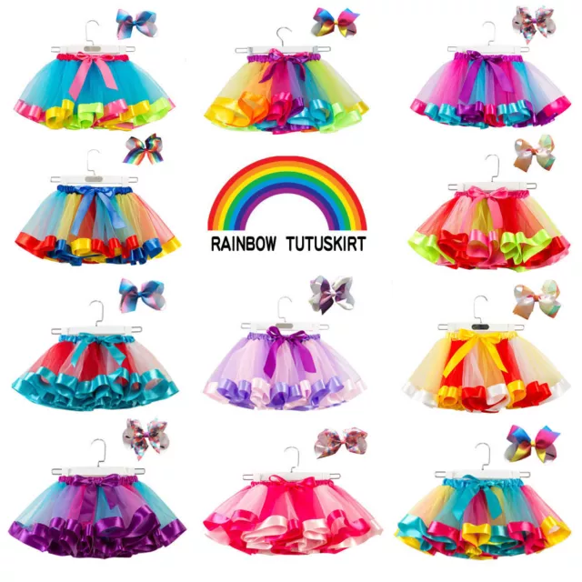 Girls Kids Tutu Party Dance Ballet Toddler Baby Costume Skirt+Bow Hairpin Set