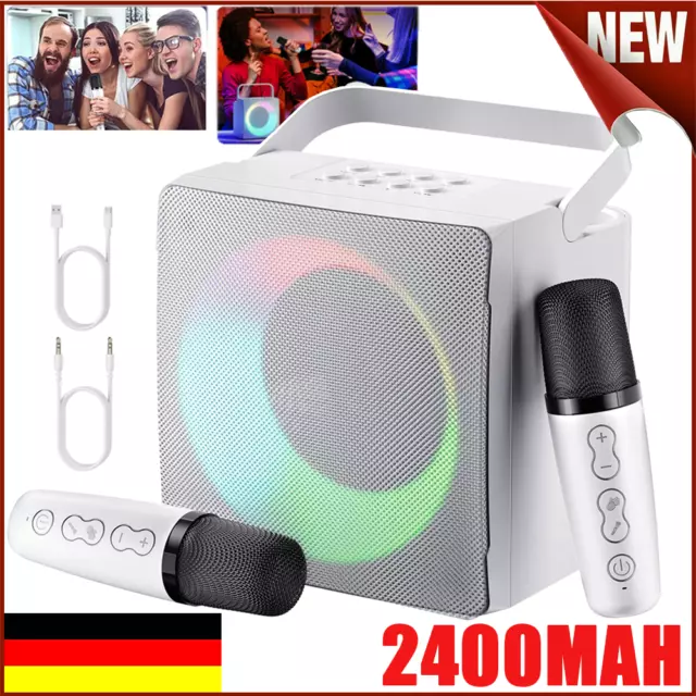 Profi Karaoke Set Anlage Bluetooth Karaoke Lautsprecher Machine mit 2 Mikrofonen