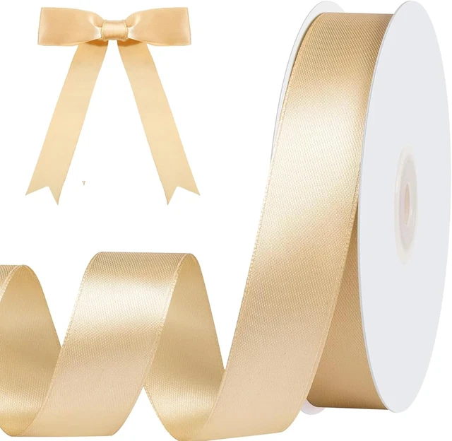 Clicks Ribbons SATIN RIBBON, 20MM × 91M Gold Double Sided Polyester Gift Wrapping ...