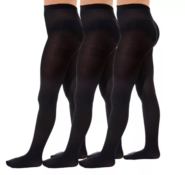 Girl's Black Back To School Classic Tights 3 PACK 20 60 80 100 Den 9-16 Years