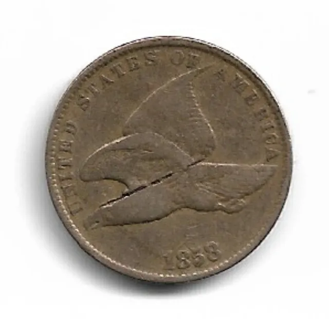1858 Small Letters Flying Eagle Cent : Good +  Details
