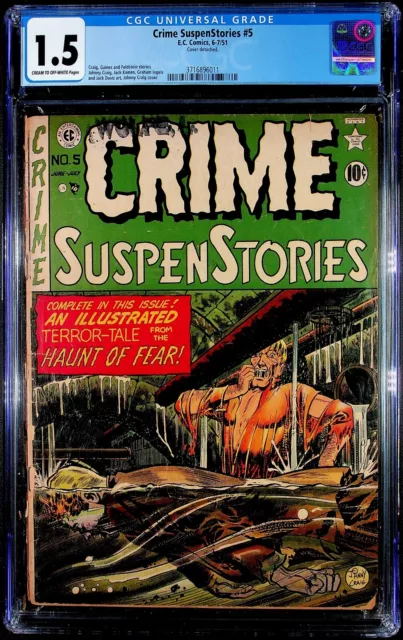 Crime SuspenStories #5 CGC 1.5 Johnny Craig Cover, EC Comics, Pre-Code Horror