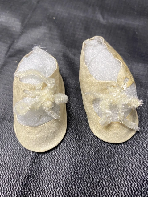 Vintage Unique Leather Doll Shoes For Bisque or Old Style Doll 