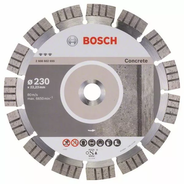 Bosch Disque à Tronçonner Diamanté Meilleur pour Concrete,230 x 22,23 x 2,4 X 15