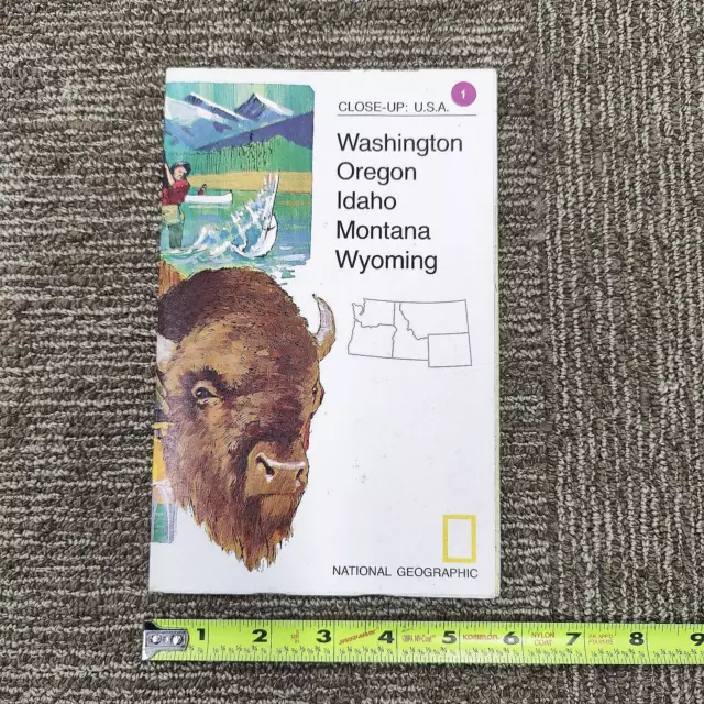 National Geographic CLOSE UP USA MAP #1 Washington Oregon Idaho Montana Wyoming