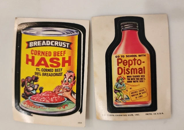 1974 Topps Wacky Packages Pack Pepto Dismal & Corned Beef Hash Sticker
