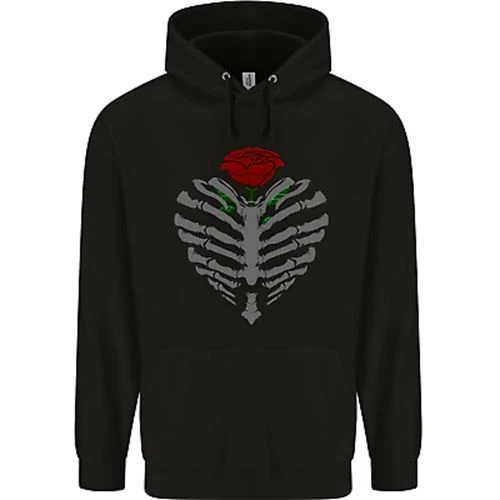 Rib Cage & Rose Gothic Heavy Metal Biker Childrens Kids Hoodie