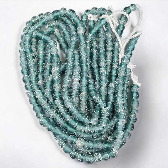 Perles Anciennes Africaines Bleu Ciel - 9mm - Brins Longs - Vintage - Occasion