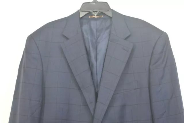 Peter Millar Mens Dark Navy Windowpane 2 Piece Suit Button Notch Wool 42R 2