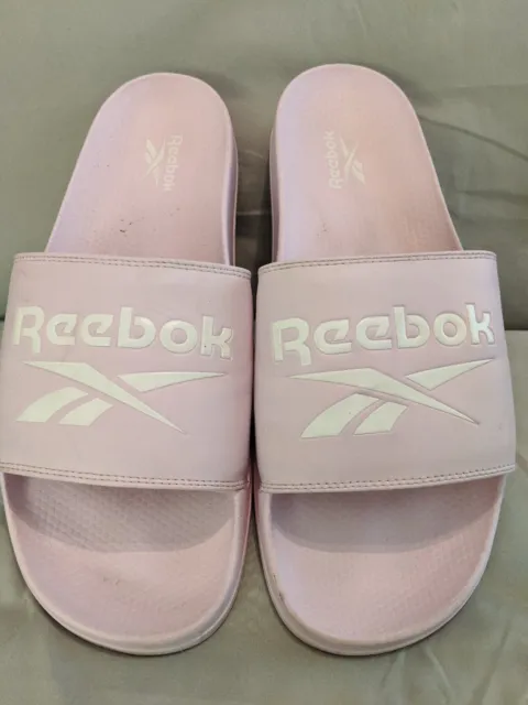 Men's Reebok Classic Slide, Slip On  EH0415. Pink W/ White Logo. Size 14.