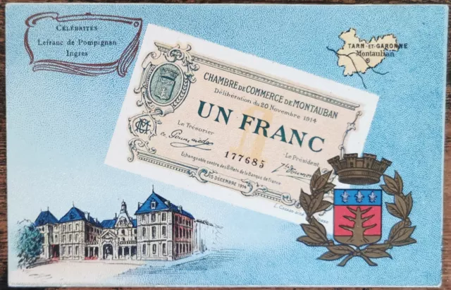 CARTE POSTALE Billet 1 franc chambre de commerce du TARN