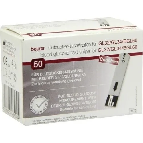BEURER GL32/GL34/BGL60 Blutzucker-Teststreifen, 50 St PZN 07270240