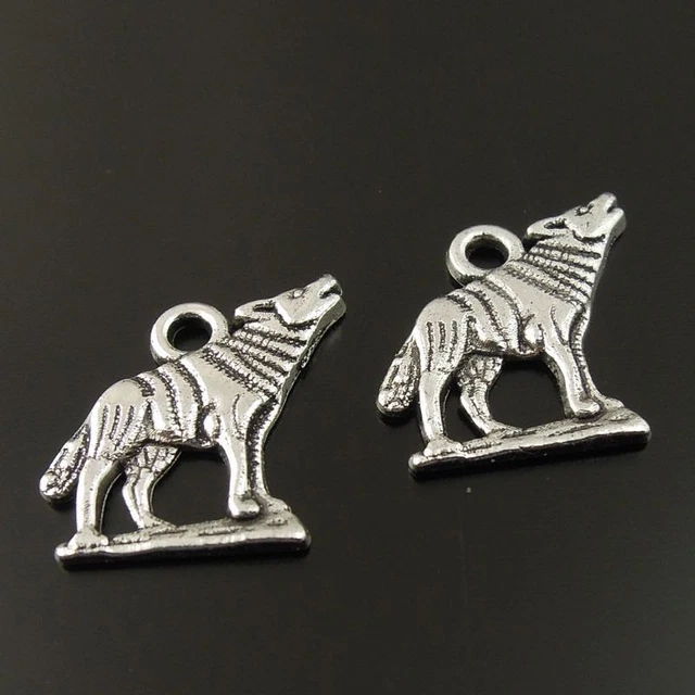 50 Stück Antiqued Silber Wolf Charms Dangles Anhänger Schmuck 15x15x1mm 36515