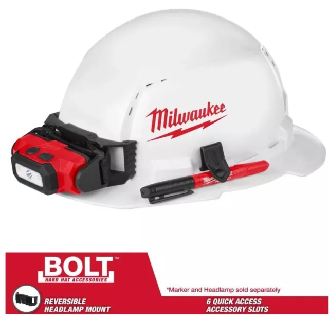 5x Milwaukee Tool 48-73-1200 Full Brim Vented Hard Hat W/Bolt Accessories Type 1