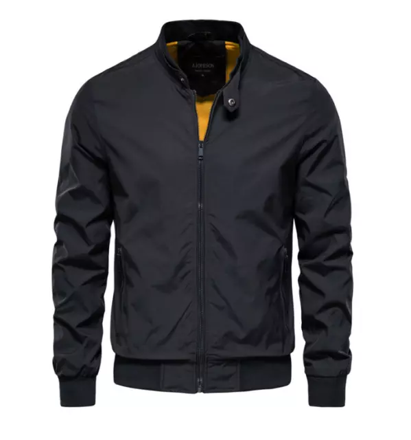 Men's Spring Fall Casual Thin Bomber Jacket Lightweight Sportswear Full-Zip Coat