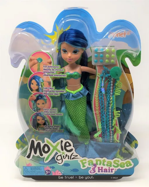 MOXIE GIRLZ FANTASEA Hair Monet Mermaid Doll with Extensions Clips Pearls Brush 12.98 PicClick UK