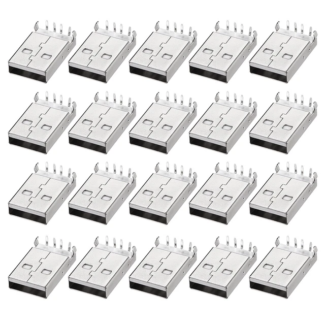 Conector USB para PCB un tipo conector macho 2.0 90 grados curvatura pie 20pcs