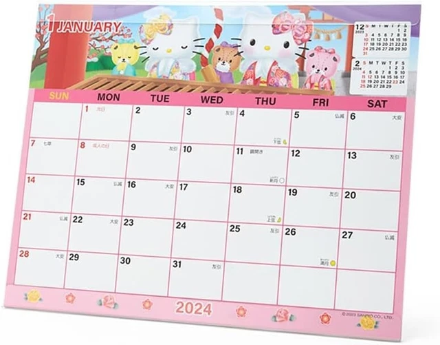 HELLO KITTY DESKTOP sheet calendar 2024 Sanrio Original NEW japan £15.