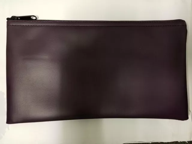 1 New Dark Purple Vinyl Zippered Bank Deposit Money Bag Glove Box Organizer USA