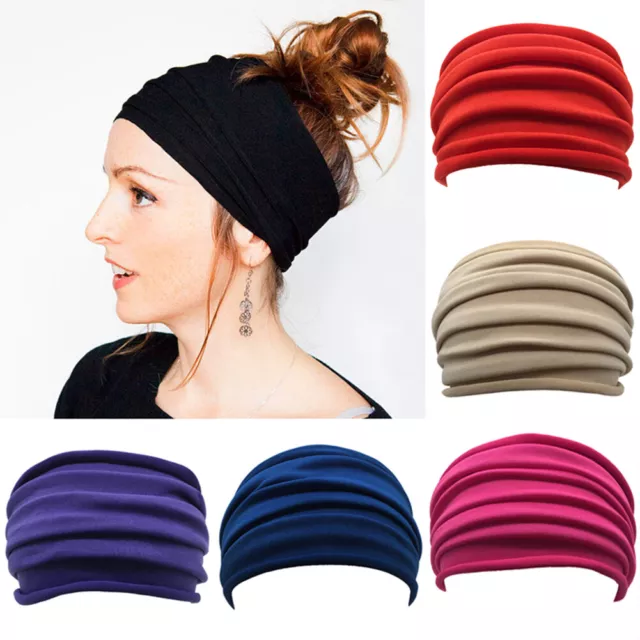 Elastic Stretch Wide Headband Hairband Running Yoga Turban Women Soft Head Wrap-