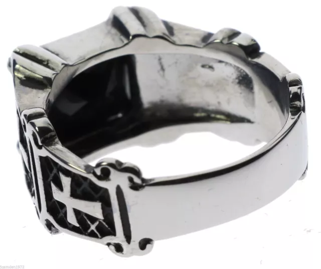 Knights Templar Cross 6 carat Black Onyx Stainless Steel Men's Ring Size 12 T38 3