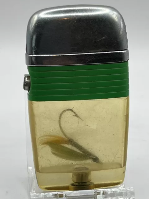 1960’s Scripto Vu Lighter Fishing fly Green band used