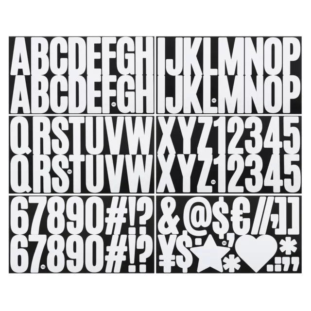 Alphabet Letters Numbers Stickers, 6 Sheets Self Adhesive Large Decal, White