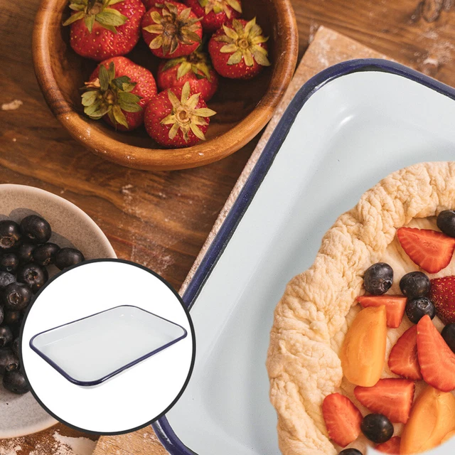 Enamel Baking Pan Reusable Washable Baking Pan Roasting Baking Dish Non-stick