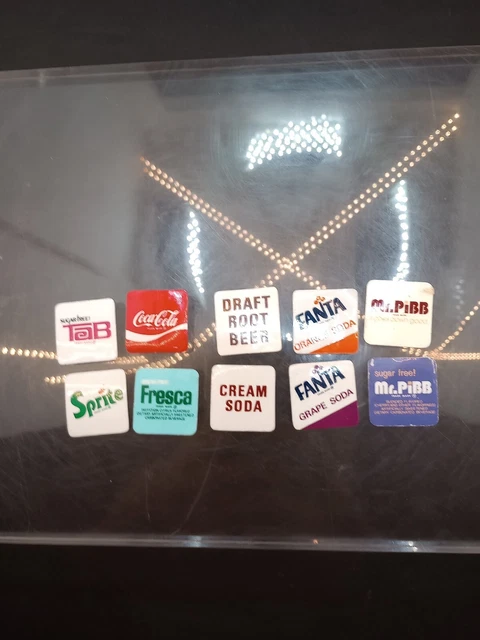 RARE Vtg Coca Cola Soda Fountain Decals, Mr PIBB, Tab, Cream Soda,Fresca, Fanta.
