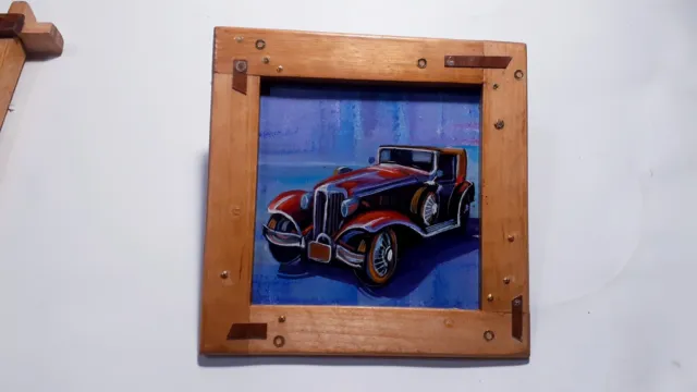 Painting "Old Mercedes". Canvas. Oil paint. 14 х 14