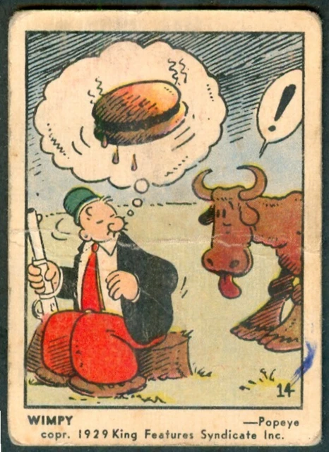 1951 POPEYE Gum Card PARKHUST Gum Card Comics WIMPY V339-3 Comic Strip #14