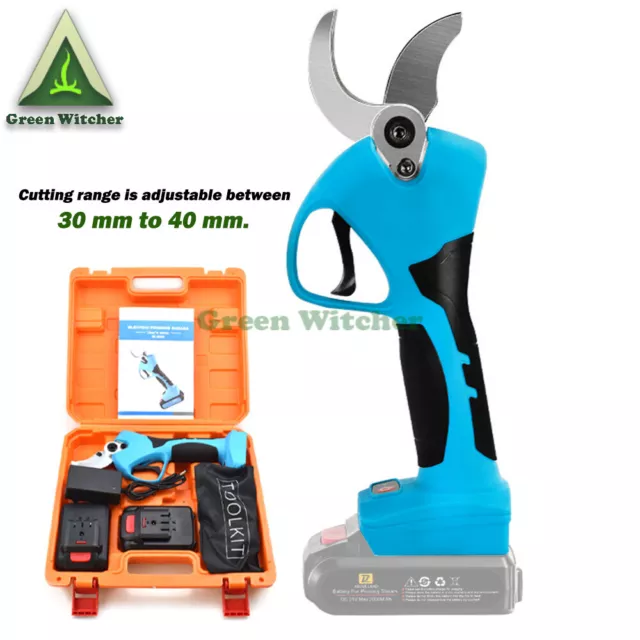 40mm Cordless Electric Pruning Shears Rechargeable Secateur Branch Cutter Blue