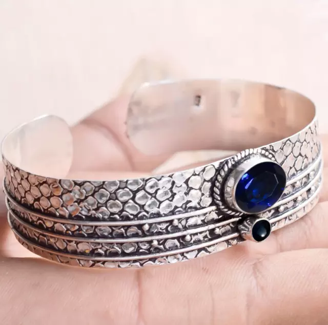 Bracelet de festival en argent sterling 925, coupe tanzanite, onyx noir