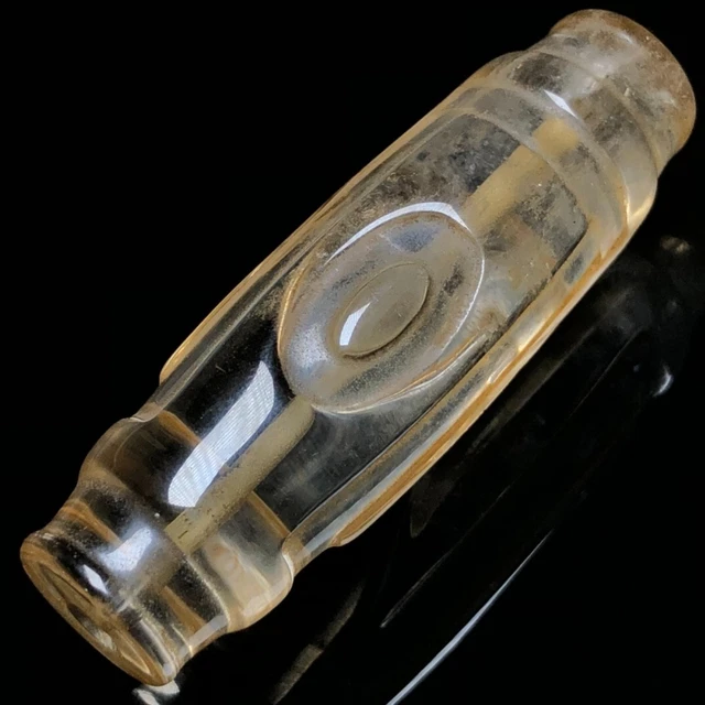 Tibetan Buddhism Tantra Old Crystal 1 Eye Totem DZI Beads Amulet Pendant GZI