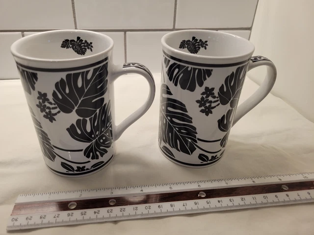 Set of 2 Island Heritage Coffee Mug Cup 2002 Monsterra Art by Cassandra Nellist