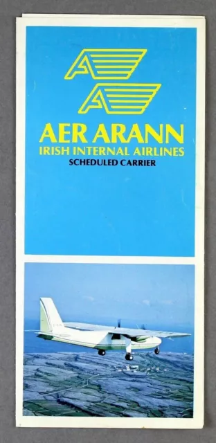 Aer Arann Irish Internal Airlines Airline Summer Timetable Brochure Route Map