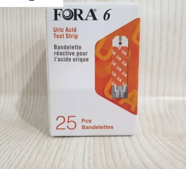 1 Box ( 25 Strips ) Fora 6 Plus/Connect URIC ACID Test Strips - EXP 2024 1 Box ( 25 Strips ) Fora 6 Plus/Connect URIC ACID Test Strips - EXP 2024