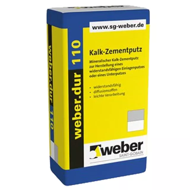 weber.dur 110 Kalk-Zementputz Einlagenputz Unterputz 1mm naturg 30 kg