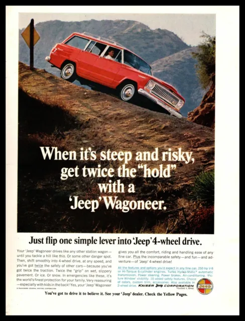 1967 Jeep Wagoneer 250 HP V-8 4-Wheel Drive Kaiser Toledo Ohio Vintage Print Ad