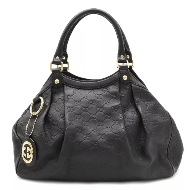 Gucci Ssima Tote Hand Bag Leather Black G92111