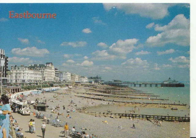 Sussex Postcard - Eastbourne, The Pier and Beach from The Wish Tower  Ref 14617A