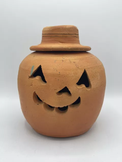 Vintage Hewell's Pottery Terracotta Jack O Lantern Pumpkin Halloween 9" Marked Vintage Hewell's Pottery Terracotta Jack O Lantern Pumpkin Halloween 9" Marked