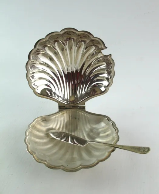 Silver Plated Clamshell Butter Dish Glass Insert