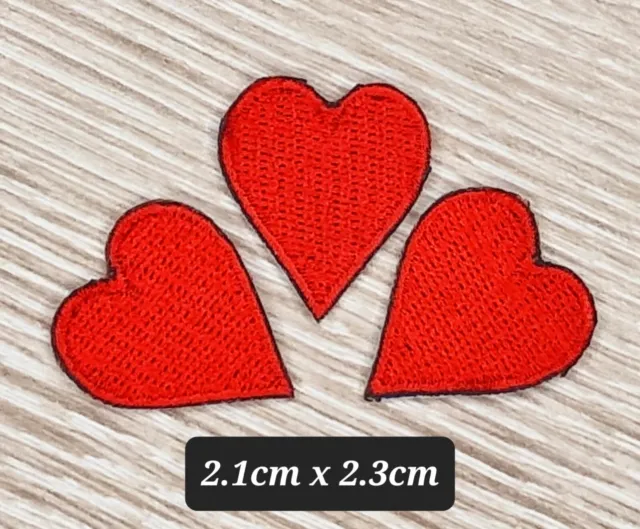5 Small Size Black Love Heart Patches Iron Sew on Badges