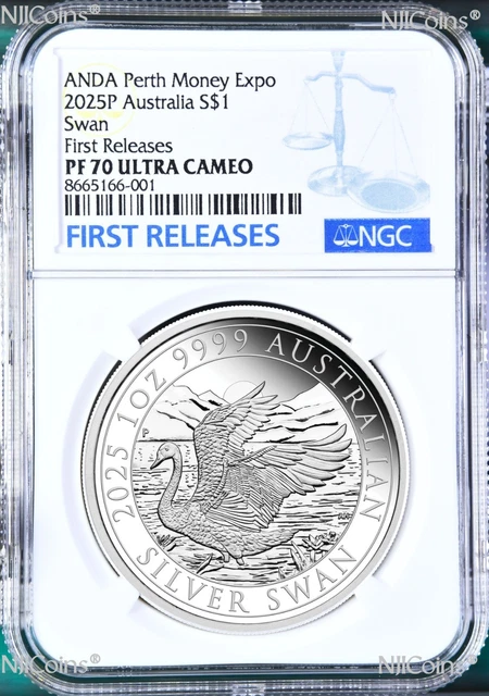 2024　パース　スワン銀貨 FIRST STRIKE 2024 AUS 1 oz Silver Swan Colorized MS-70 PCGS First Strike – ZM