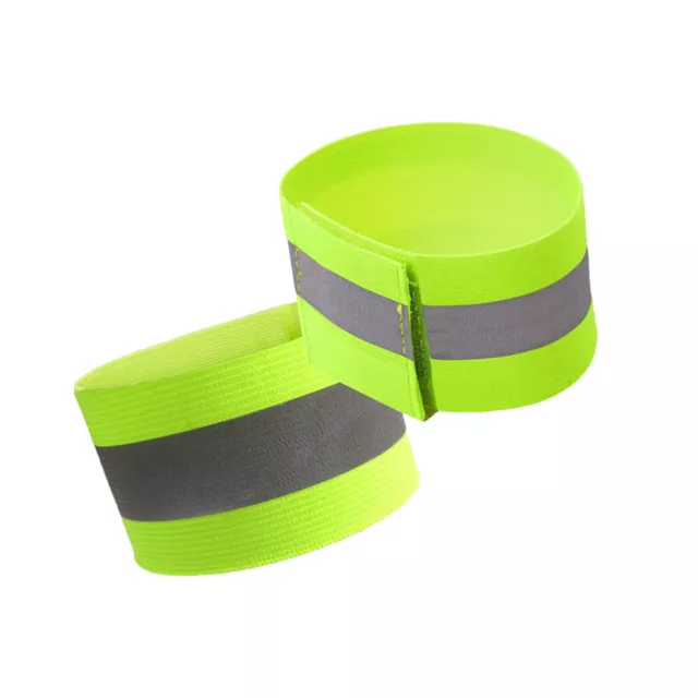 2 Pcs Night Run Reflective Running Gear Fluorescent Bracelet Leg Straps