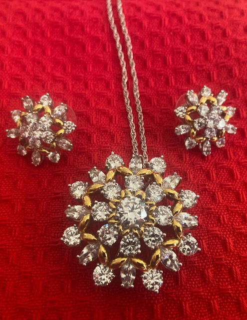 Camrose & Kross AUDREY HEPBURN CRYSTAL BROOCH PENDANT + Matching Earrings Gold T Camrose & Kross AUDREY HEPBURN CRYSTAL BROOCH PENDANT + Matching Earrings Gold T