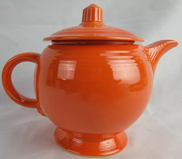 Vintage Fiesta Medium Sized "C" Handled Teapot Radioactive Red Glaze c1937-1951