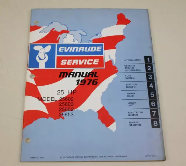 1976 Evinrude Service Shop Manual 25HP 25 HP 25602 25603 25652 25653